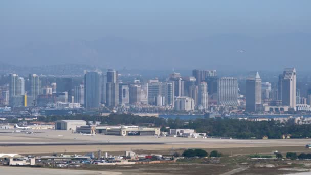 San Diego Skyline Naval Air Station North Island Halsey Field — Vídeos de Stock