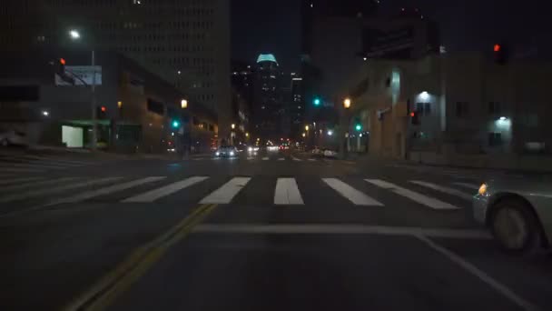 Hyperlapse Rijden Los Angeles Downtown Wilshire Naar Tunnels Nachts — Stockvideo