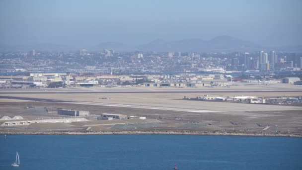 San Diego Skyline Naval Air Station North Island Halsey Field — Stok video