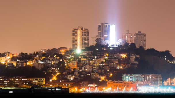 San Francisco Skyline Coit Tower Time Lapse Closeup California Amerikai — Stock videók