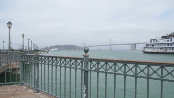 San Francisco Belle Ship Bay Bridge Fog California Amerikai Egyesült — Stock videók