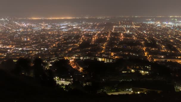 San Francisco Cityscape Pohled Twin Peaks Time Lapse Pan Left — Stock video