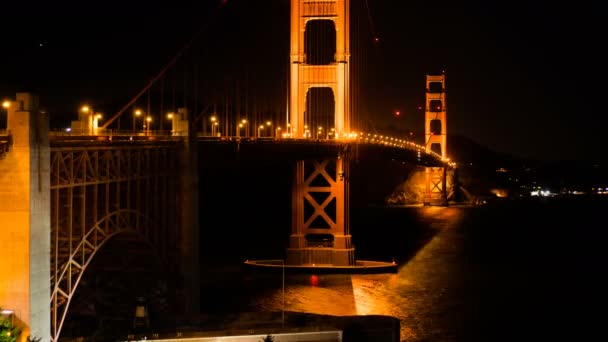 San Francisco Golden Gate Bridge Dark Sky Pan Right Ocean — Vídeo de Stock