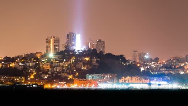 San Francisco Skyline Coit Tower Time Lapse Pan Vänster Upp — Stockvideo