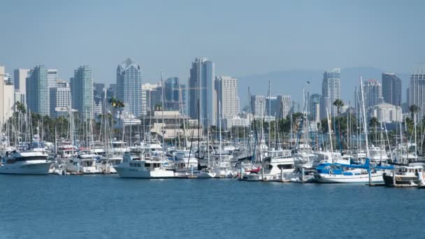 San Diego Daytime Skyline Ships Harbor Island Time Lapse California — Vídeos de Stock