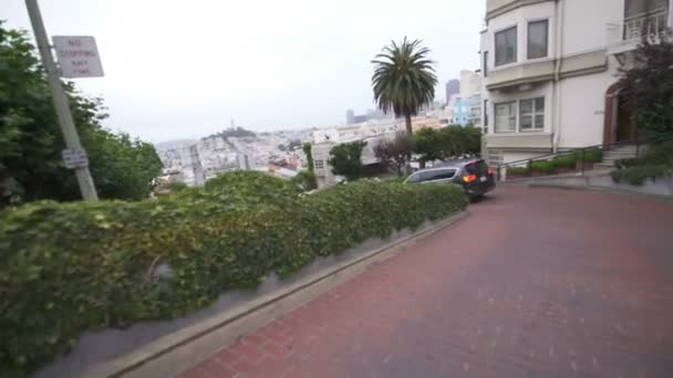 San Francisco Sürücü Şablonu Lombard Sokağı California Nın Ünlü Tepesinden — Stok video