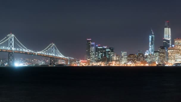 San Francisco Skyline Bay Bridge Desde Treasure Island Time Lapse — Vídeos de Stock