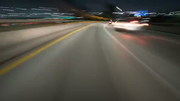 Hiperlapse Jazda Los Angeles Downtown Time Lapse Nocy Fast Motion — Wideo stockowe
