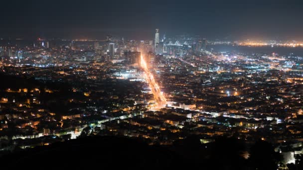 San Francisco Skyline Din Twin Peaks Time Lapse California Sua — Videoclip de stoc