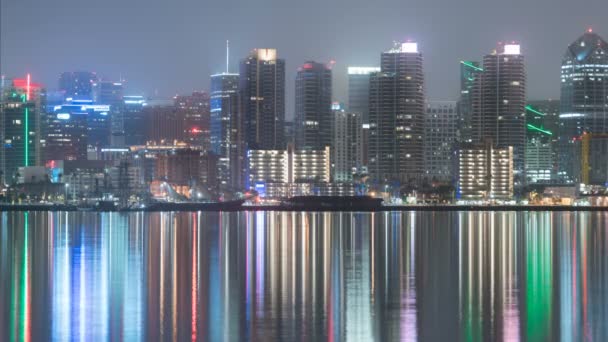 San Diego Skyline Zaman Hızı Okyanus Kaliforniya Abd Yansıdı — Stok video