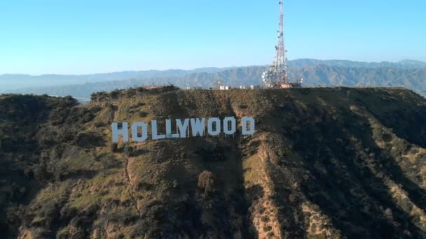 Colpo Aereo Hollywood Segno Long Shot Forward Fly California Usa — Video Stock
