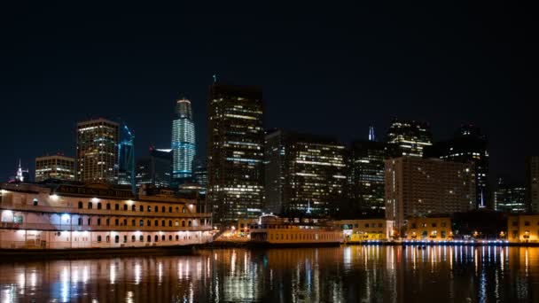 San Francisco Skyline Okyanus Zaman Hızı Abd Yansıdı — Stok video