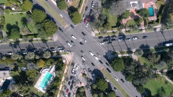 Letecký Snímek Křižovatky Streets Crossing Left Spin — Stock video