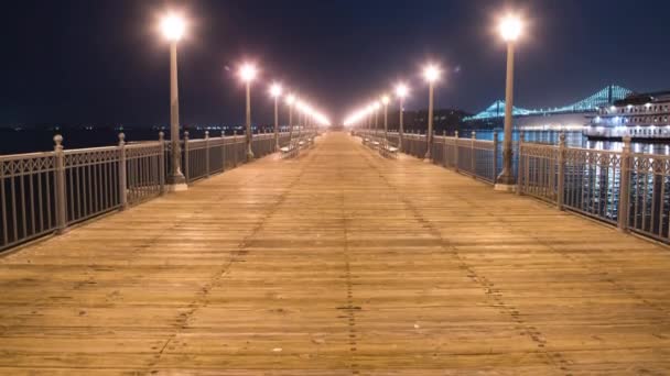 San Francisco Pier Bay Bridge Night Time Lapse Tilt Californië — Stockvideo