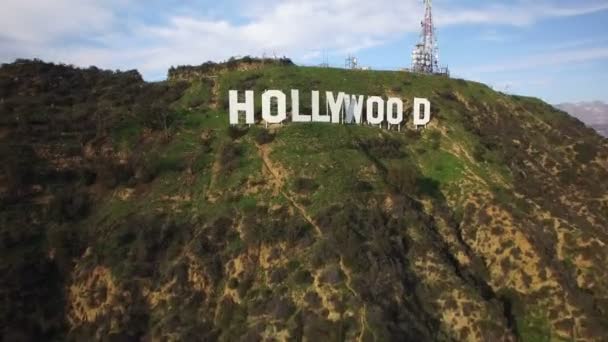 Hollywood Sign Aerial Shot Zoom Fly California Usa — Stock Video