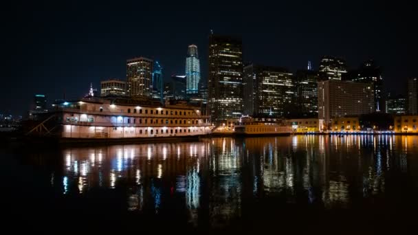 San Francisco Skyline Refleksja Ocean Time Lapse Tilt Kalifornia Usa — Wideo stockowe