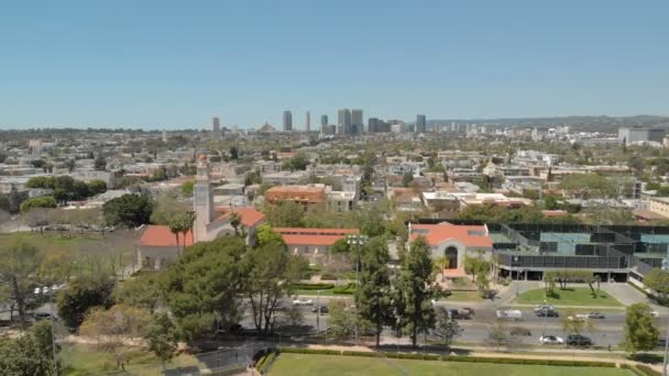 Los Angeles Aerial Shot Beverly Hills Kierunku Century City Descend — Wideo stockowe