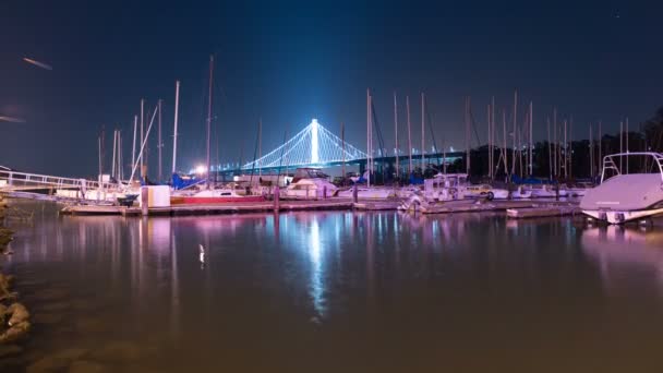 San Francisco Bay Bridge Treasure Island Harbor Time Lapse Tilt — Vídeos de Stock