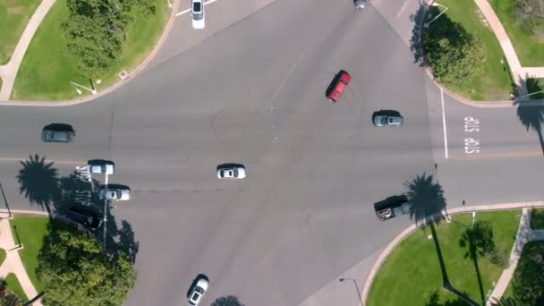 Letecký Snímek Křižovatky Streets Crossing Spin — Stock video