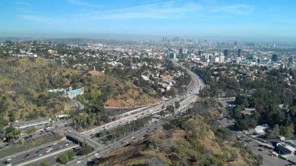 Los Angeles Aerial Shot Hollywood Hills Backward Califórnia Eua — Vídeo de Stock