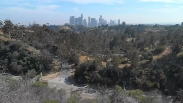 Aerial Establezca Shot Los Angeles Downtown Desde Elysian Park California — Vídeos de Stock