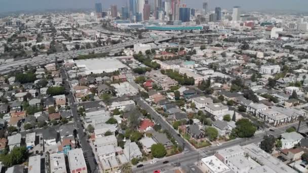 Los Angeles Aerial Shot Downtown Skyline Residential Forward Tilt California — Wideo stockowe