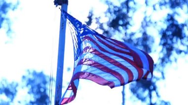 American Flag Blue Slow Motion 120fps Loop