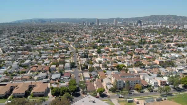 Los Angeles Aerial Shot Miracle Mile Residential Forward Kalifornia Usa — Wideo stockowe