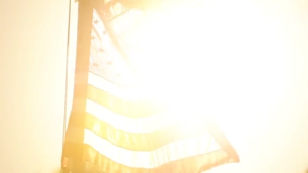 Amerikaanse Vlag Zonsondergang Gloeiende Langzame Beweging 120Fps Lus — Stockvideo