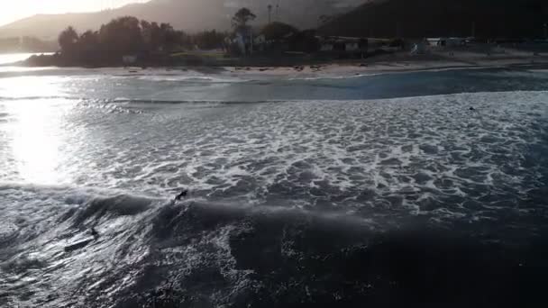 Surfistas Ondas Tiro Aéreo Malibu Califórnia Eua — Vídeo de Stock