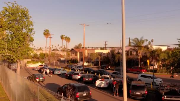 Flygfoto Los Angeles Och Hollywood Freeway Melrose Ave Sunset Elevate — Stockvideo