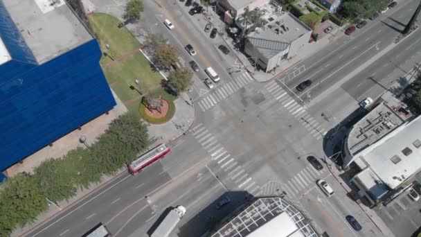 West Hollywood Intersection Aerial Shot Los Angeles Downtown Tilt California — Αρχείο Βίντεο