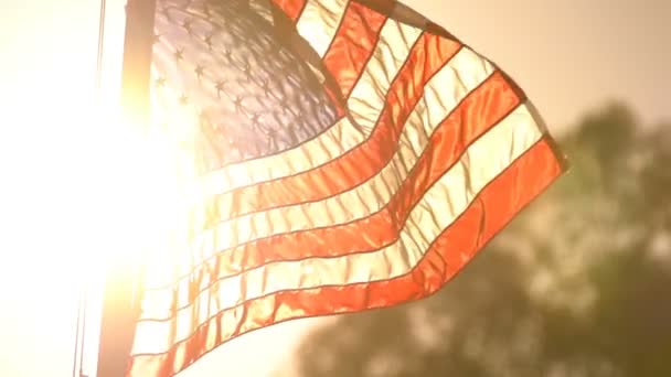 Bandeira Americana Sunset Slow Motion 120Fps Loop — Vídeo de Stock