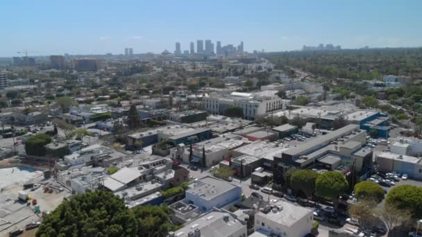 West Hollywood Aerial Shot Προς Beverly Hills Century City Κατεβείτε — Αρχείο Βίντεο