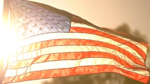 Bandera Americana Sunset Glowing Slow Motion 120Fps Loop — Vídeo de stock