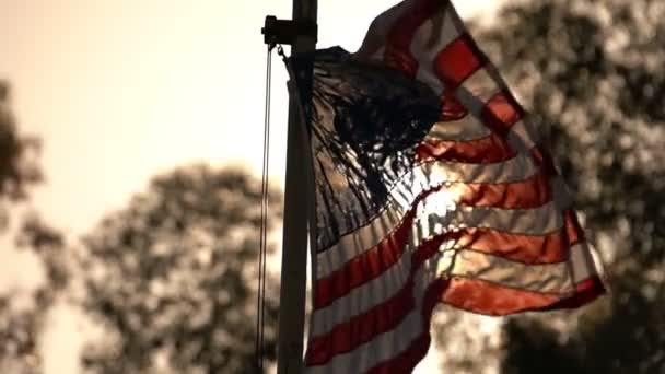 American Flag Sunset Slow Motion 120Fps Loop — Stok video