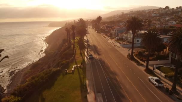 Воздушная Прибрежная Дорога Сансет Сан Педро Калифорния — стоковое видео