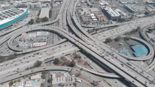 Aerial Time Lapse Freeway Interchange Traffic Hyperlapse California Usa — Stock video