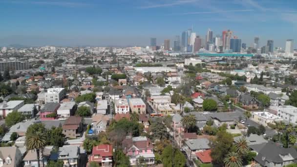 Los Angeles Aerial Stabilire Girato Centro Città Skyline Zona Residenziale — Video Stock