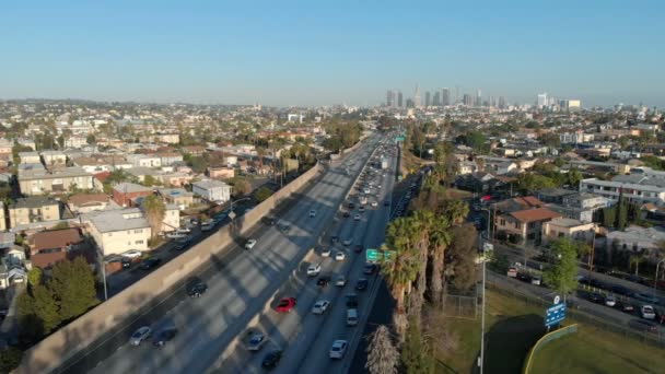 Zdjęcia Lotnicze Los Angeles Hollywood Freeway Przy Melrose Ave California — Wideo stockowe