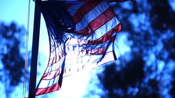 Bandera Americana Azul Brillante Lento Moción 120Fps Loop — Vídeo de stock
