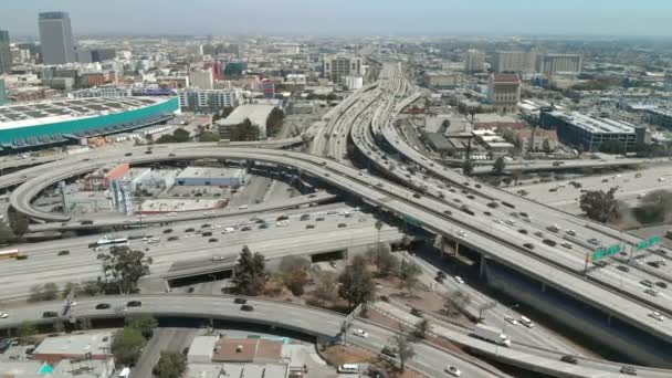 Aerial Time Lapse Freeway Interchange Traffic Hyperlapse California Usa — Video Stock