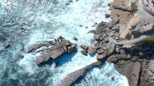 Aerial Top Widok Plażę Laguna Rocky Shore California — Wideo stockowe