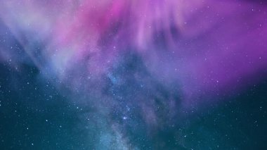 Büyüleyici Nightscapes Aurora ve Samanyolu Galaksi Döngüsü