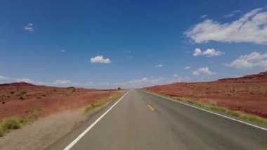 Monument Vadisi Yolu Hiperlapse Sürüşü 163 Güney 10 Arka Manzara Arizona Utah Güneybatı ABD