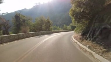 Sequoia Ulusal Parkı Generalleri Otoyolu 23 Multicam Front View Forest Driving Plate Sierra Nevada California Mt. ABD