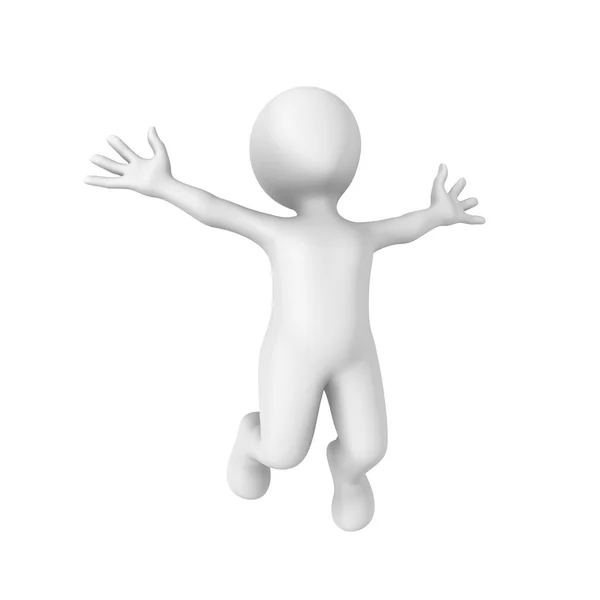 Szczęśliwie skoki 3D wytopione białego człowieka — Zdjęcie stockowe