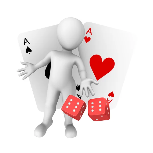 iskambil ve zar ile şanslı kumarbaz