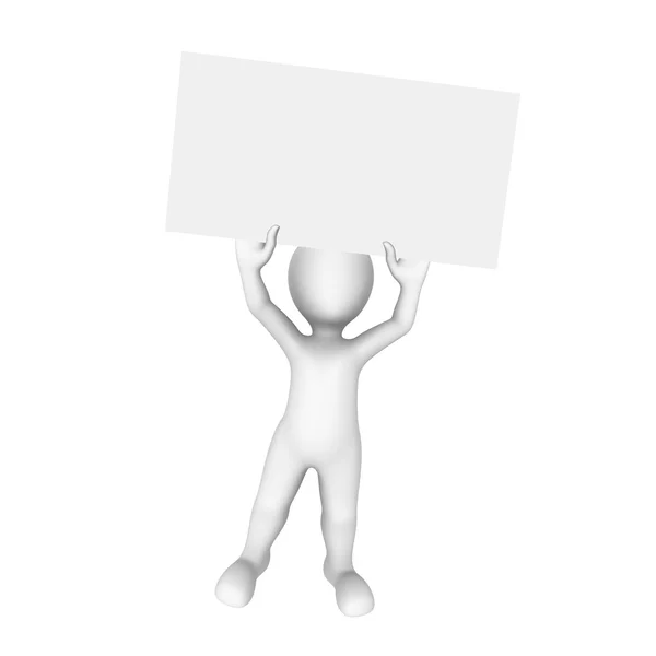 3d uomo con manifesto bianco vuoto — Foto Stock