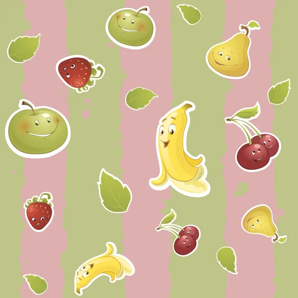 Fruit drôle sur fond rayé — Image vectorielle